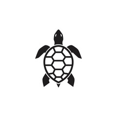 Stylized Black Turtle Icon with Hexagonal Shell Pattern.