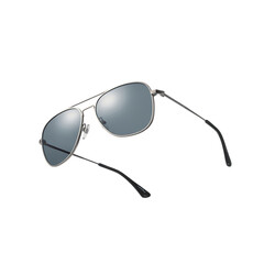 Silver aviator sunglasses with blue lenses silver frame
