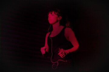 Gradient Half tone style of a woman running