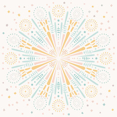 Celebratory Burst of Colorful Fireworks in Pastel Hues on a Light Background