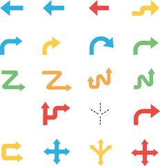 Colorful Direction and Navigation Arrow Vector Icons Set