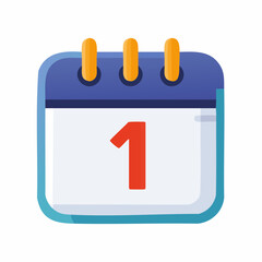 Calendar Icon with Date "1" Showing First Day of the Month