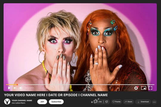 Drag queens with surprised face expression