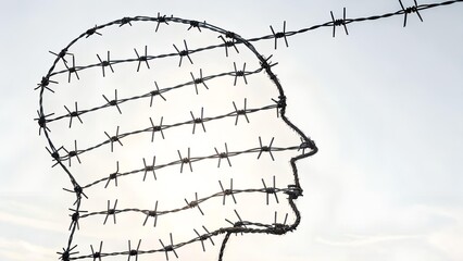 Barbed wire shapes a human