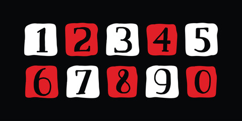 Custome numbers vector simple geometry shapes' numerals. font alphabet vector illustrations.