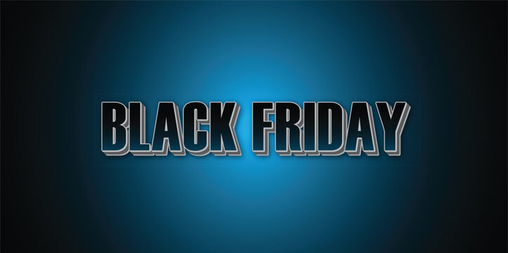 Dynamic 'Black Friday' 3D text on a vibrant blue gradient. Ideal for promotions, sales events, marketing, and advertising. Perfectly conveying discount urgency.