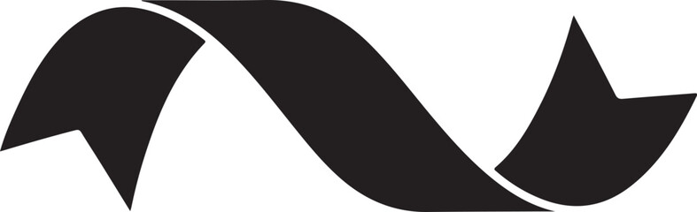 A collection of seven different black silhouette ribbon banners and ancient scrolls on a white background