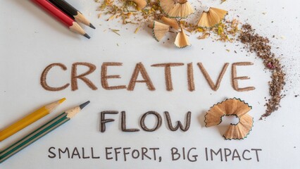 Creative Flow Concept with Colorful Pencils, Shavings, and Natural Materials for Artistic Expression and Inspiration
