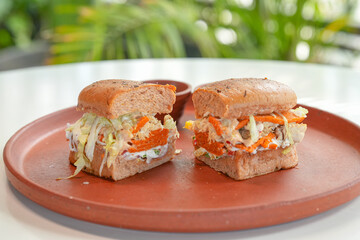 Gourmet Vegetarian Sandwich Close-Up

