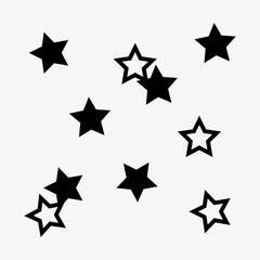 Black stars clipart, flat shape graphic