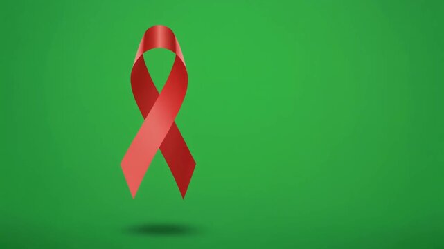 A single red ribbon symbolizing awareness for HIV/AIDS awareness campaigns.