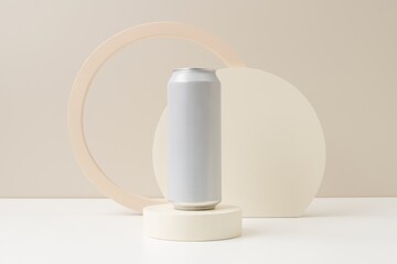 Blank soda can, white aesthetic design