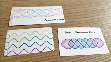 Abstract representations of cognitive sleep and dream processes data on visually engaging cards for educational use