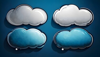 Illustrative Cloud Icons for Weather and Technology Designs