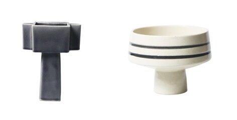 Exploring minimalist design close-up view of artistic ceramic vessels in sculpture