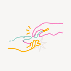 Holding hands pop doodle line art
