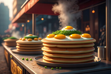 Tall Pancake Stack Breakfast