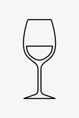 Wine glass line art collage element