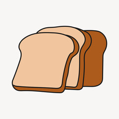 Bread slices doodle clipart, breakfast, food creative illustration
