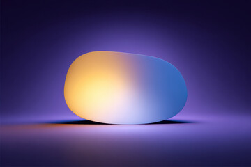 Abstract Illuminated Shape with Blue and Yellow Gradient on a Purple Background