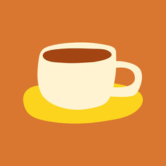 Coffee cup, cute doodle in colorful design