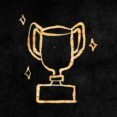 Winner trophy, gold aesthetic doodle