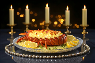 Luxury Baked Lobster Dinner With Candlelight Ambience
