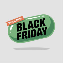 Black Friday Special Offer Green Oval Sign.