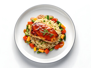 Colorful Chicken Rice Bowl With Mixed Vegetables