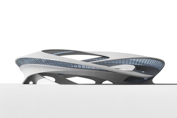 Spectacular futuristic architectural design with flowing curves and glass windows, radiating innovation and modern elegance for visionary urban planning projects