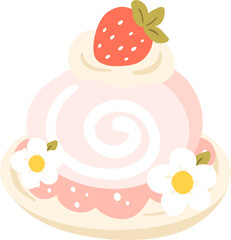 Strawberry Roll Cake Graphic