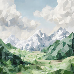 Obraz premium Abstract low-poly landscape made of folded paper textures