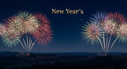 Spectacular fireworks illuminate the night sky celebrating New Year's 2026, radiating joy and hope for a brighter future, a vibrant and dynamic scene