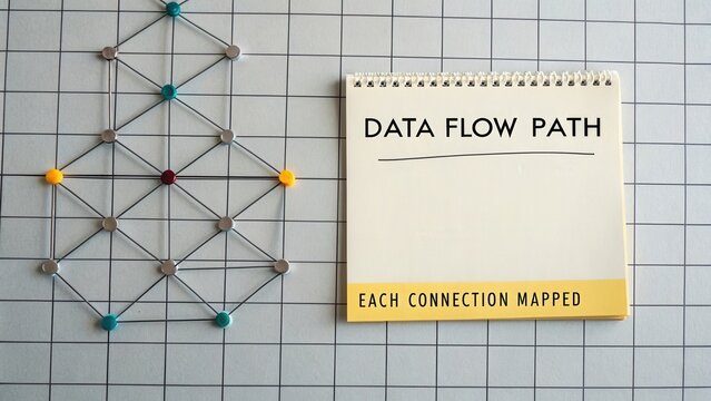 Data Flow Path Mapping with Connections and Visual Representation of Network Logic on Gray Background for Analysis - Powered by Adobe