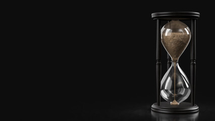 Elegant Hourglass Time Passing Minimal Concept 3d rendering.