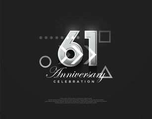 61st anniversary number, modern elegant and simple. Premium vector background for greeting and celebration.