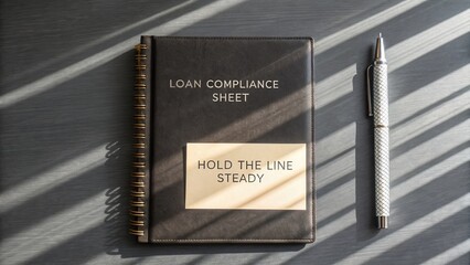 Elegant Loan Compliance Sheet on a Desk with Soft Light and Shadows Highlighting Professional Workspace Organization