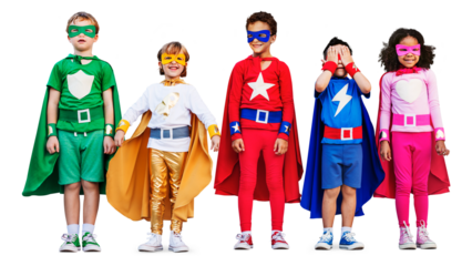 Superhero kids png clipart, children's education, role-play