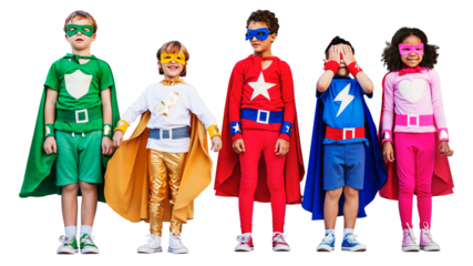 Superhero kids png clipart, children's education, role-play