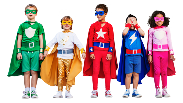 Superhero kids png clipart, children's education, role-play
