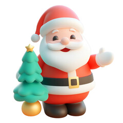 Obraz premium The illustration element of the Santa Claus in red clothes is on a transparent background