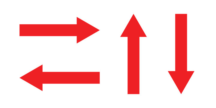 simple direction red arrow vector symbol.