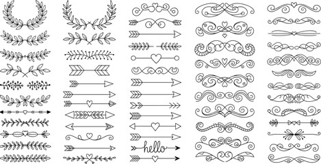 Elegant Decorative Dividers and Flourishes for Design Projects and Wedding Invitations