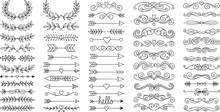 Elegant Decorative Dividers and Flourishes for Design Projects and Wedding Invitations