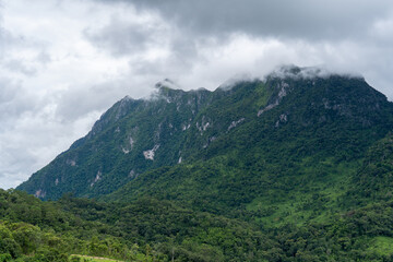 Majestic Doi Luang Chiang Dao mountain viewed from Ban Ruang Dao village in Chiang Dao district, Chiang Mai Province, Thailand. 
