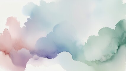 Abstract watercolor sky in soft blue and green shades