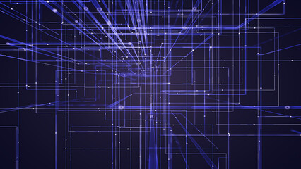 Tech-inspired network structure in blue tones showing intersecting lines