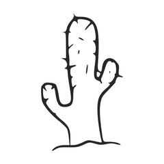 Cute cartoon cactus simple line art illustration