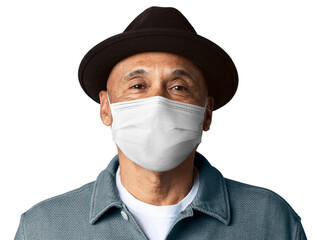 Senior man wearing mask png for Covid-19 campaign studio shoot