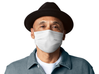 Senior man wearing mask png for Covid-19 campaign studio shoot